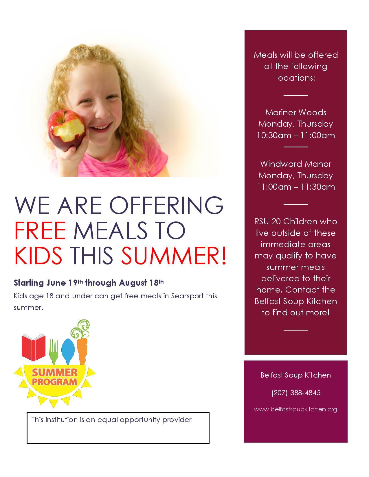 Belfast Soup Kitchen Summer Meals Program for children 18 and under